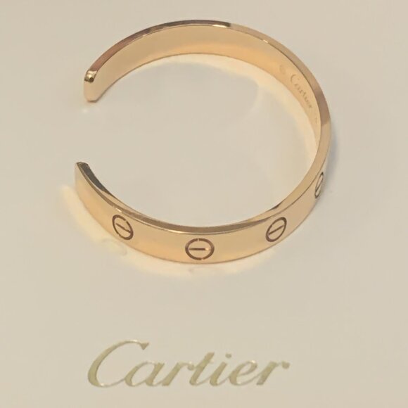 AUTH CARTIER LOVE CUFF BRACELET 18K ROSE GOLD EXC! sz16 ALL receipts / Box / Bag - Picture 3 of 16